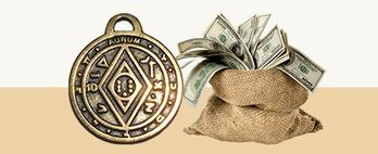 Amuleto di monete per soldi e fortuna